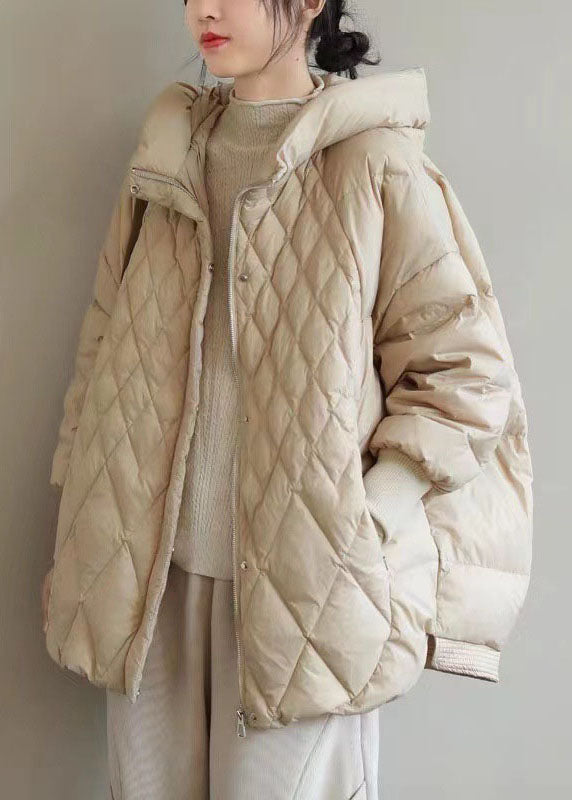 Khaki Zip Up Duck Down Winter Down Coat