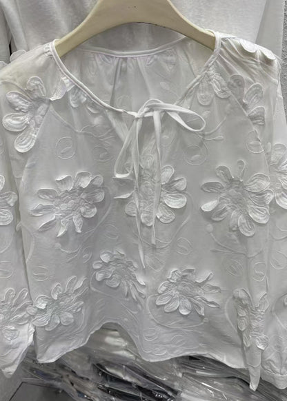 Original Design White O-neck Top Fall