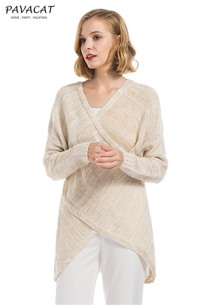 V Neck Front Cross Weekend Sweater