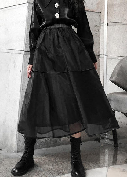 Black Tulle Patchwork a Line Skirts Summer
