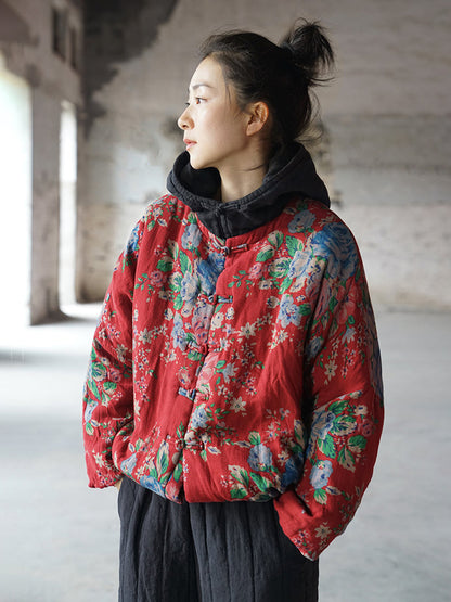 Print Two-piece Hooded Thick Padded Coat