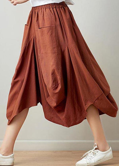 Black Plaid Cotton Linen Lantern Skirts Summer