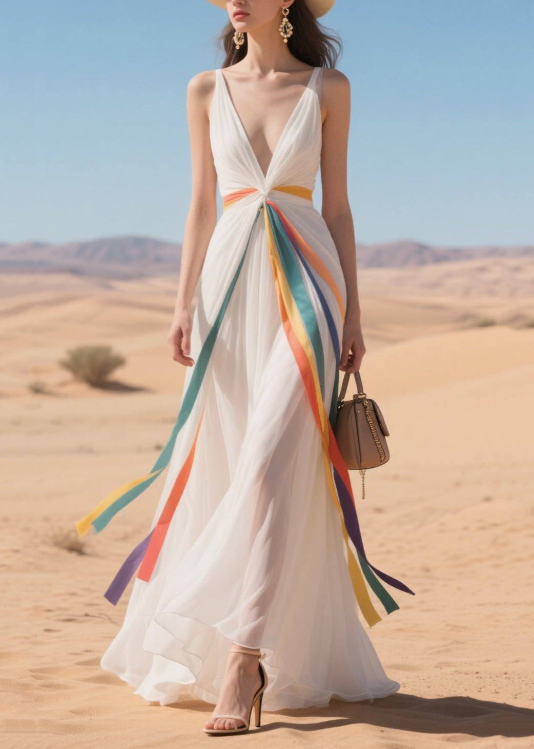 Multicolour Ribbon Exra Large Hem Tulle Vacation Dresses Summer