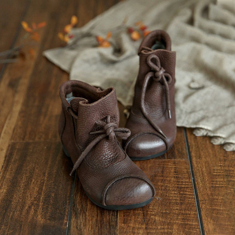 Cozy Autumn Retro Leather Ankle Boots