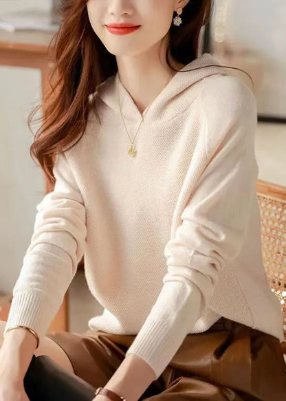 Purple Hooded Thick Patchwork Knit Woolen Sweaters Fall