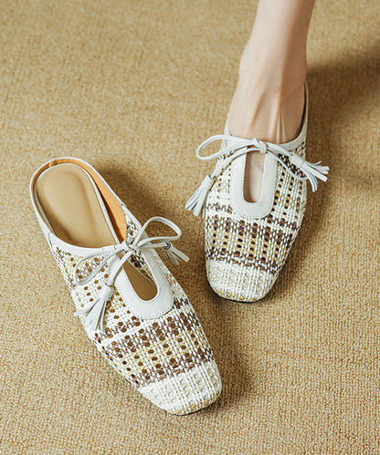 Minimally Beige Breathable Slide Sandals Splicing Lace Up
