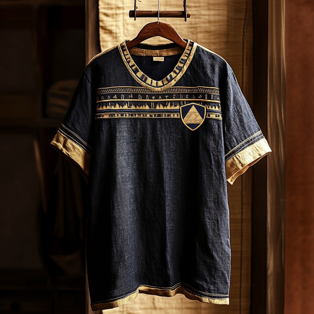 Egyptian Pyramid Art Linen Shirt elevenforest
