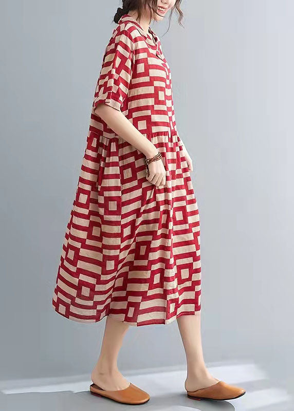 Diy Print O-neck Button Low High Design Vacation Dresses Summer