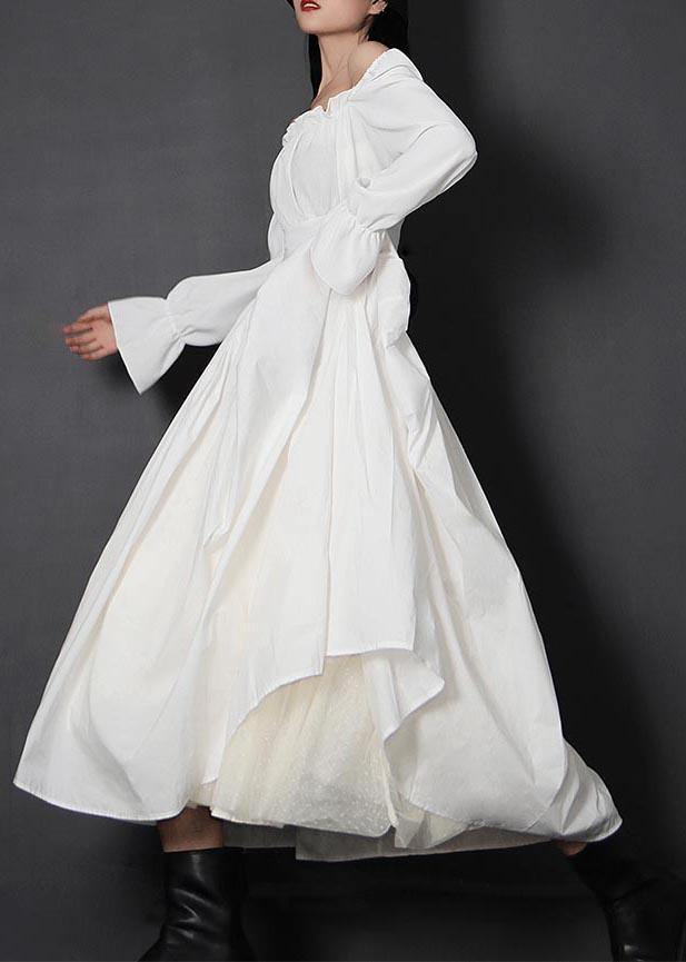 Organic White Flowers High Waist Cinched Patchwork Summer Cotton Skirts