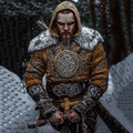 Men's Viking Rune Jacquard Celtic Style Knitted Hooded Sweater artswardrobe