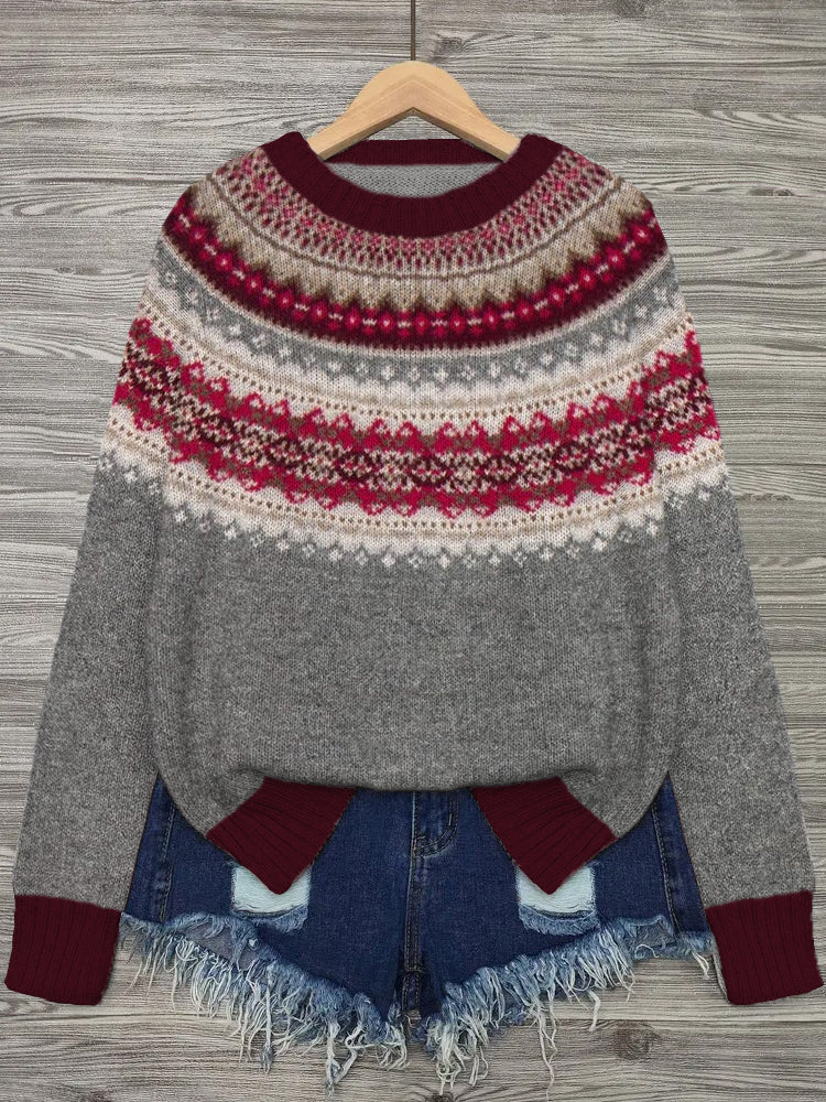1940s Vintage Style Fairisle Alpine Knit Sweater artswardrobe