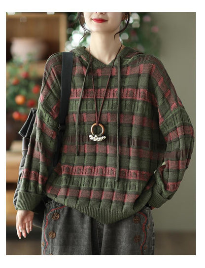 Retro Literary Hooded Knitted Sweater