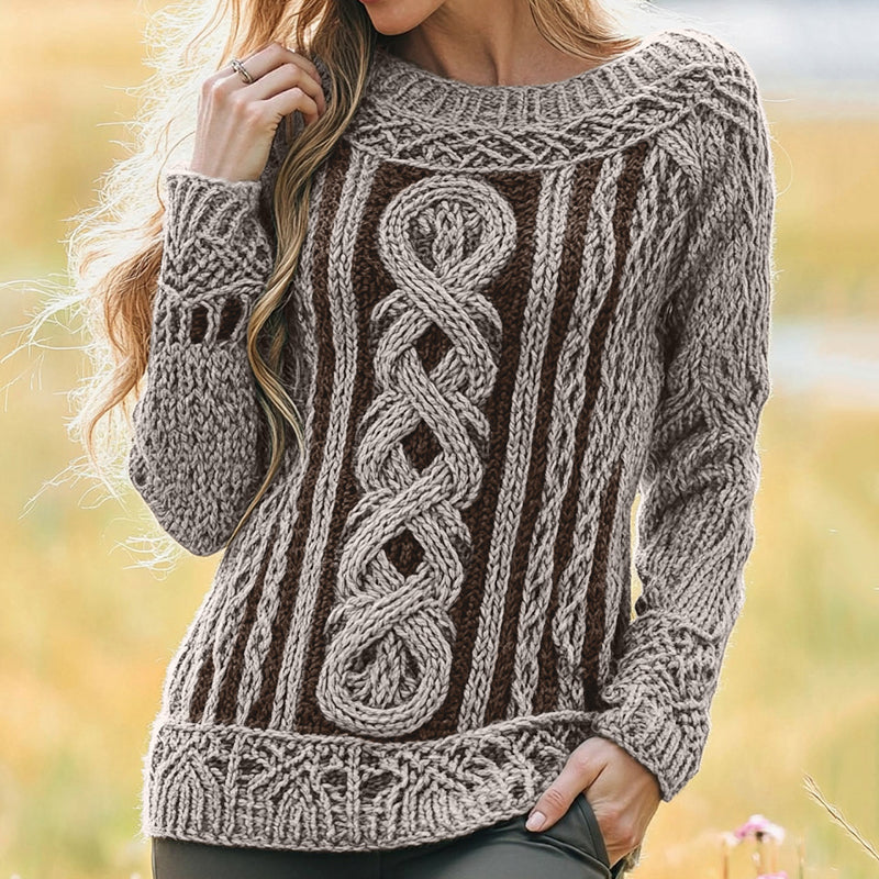 Women's Irish Vintage Celtic Knot Jacquard Sweater artswardrobe