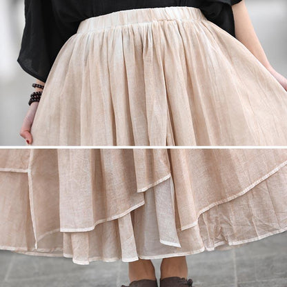 Cotton Linen Cozy Patchwork Skirt
