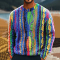 Men'S Retro Abstract Gradient Art Print Crew Neck Knit Sweater elevenforest