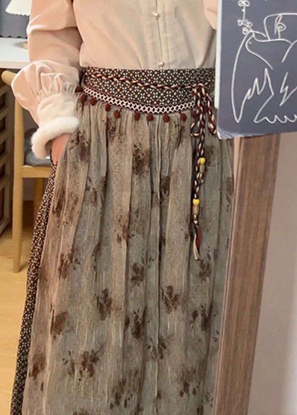 Coffee Tasseled Pockets Patchwork Cotton Lantern Pants Spring