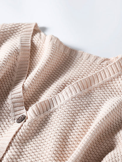 Winter Artsy Knitted Button Hemming Sweater