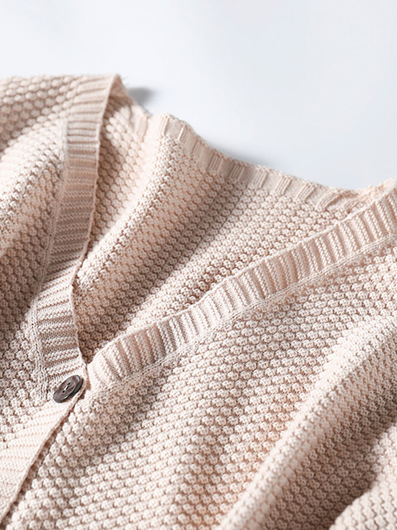 Winter Artsy Knitted Button Hemming Sweater