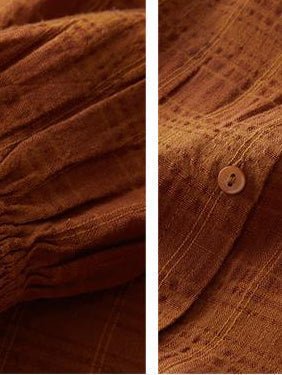 100% Linen Stand Collar Loose Shirt in One-size