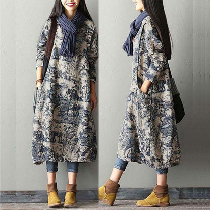 Printing 100%cotton Dress Robe