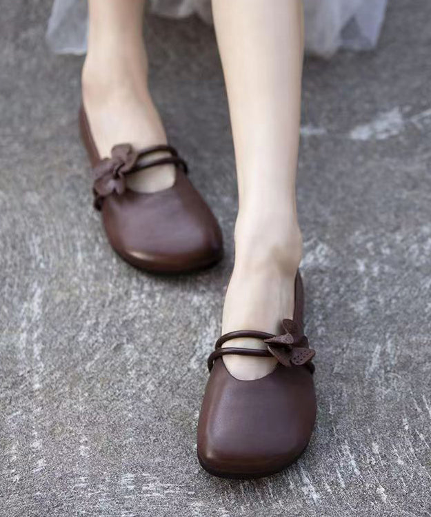 Brown Flat Shoes Classy Soft Splicing