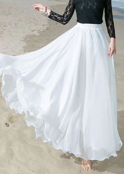 Blue Exra Large Hem Beach Chiffon Skirts Summer