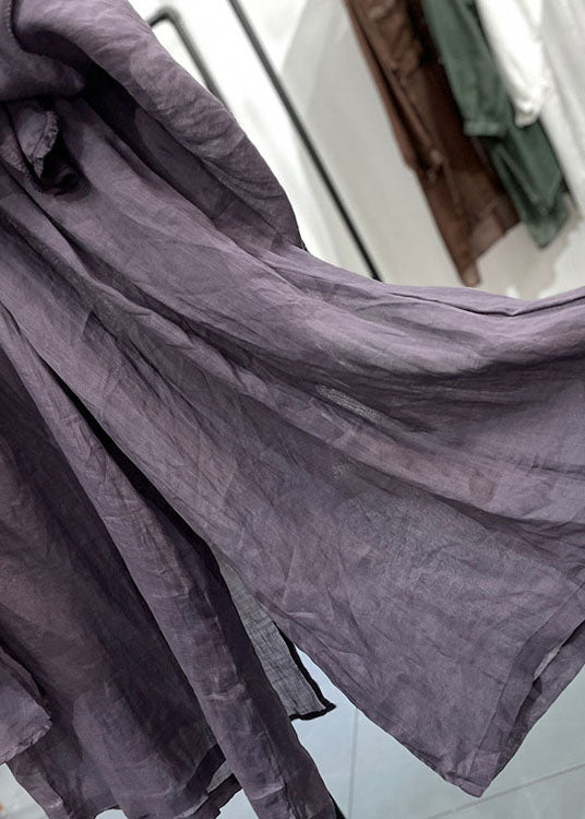 Purple Wrinkled Asymmetrical Patchwork Linen Pants Skirts Summer