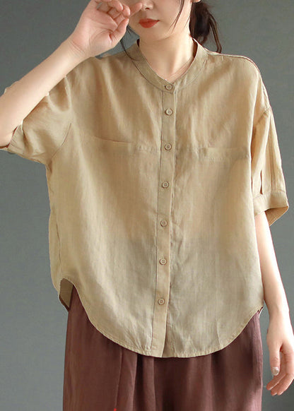 Pink Oversized Linen Shirt Tops Summer