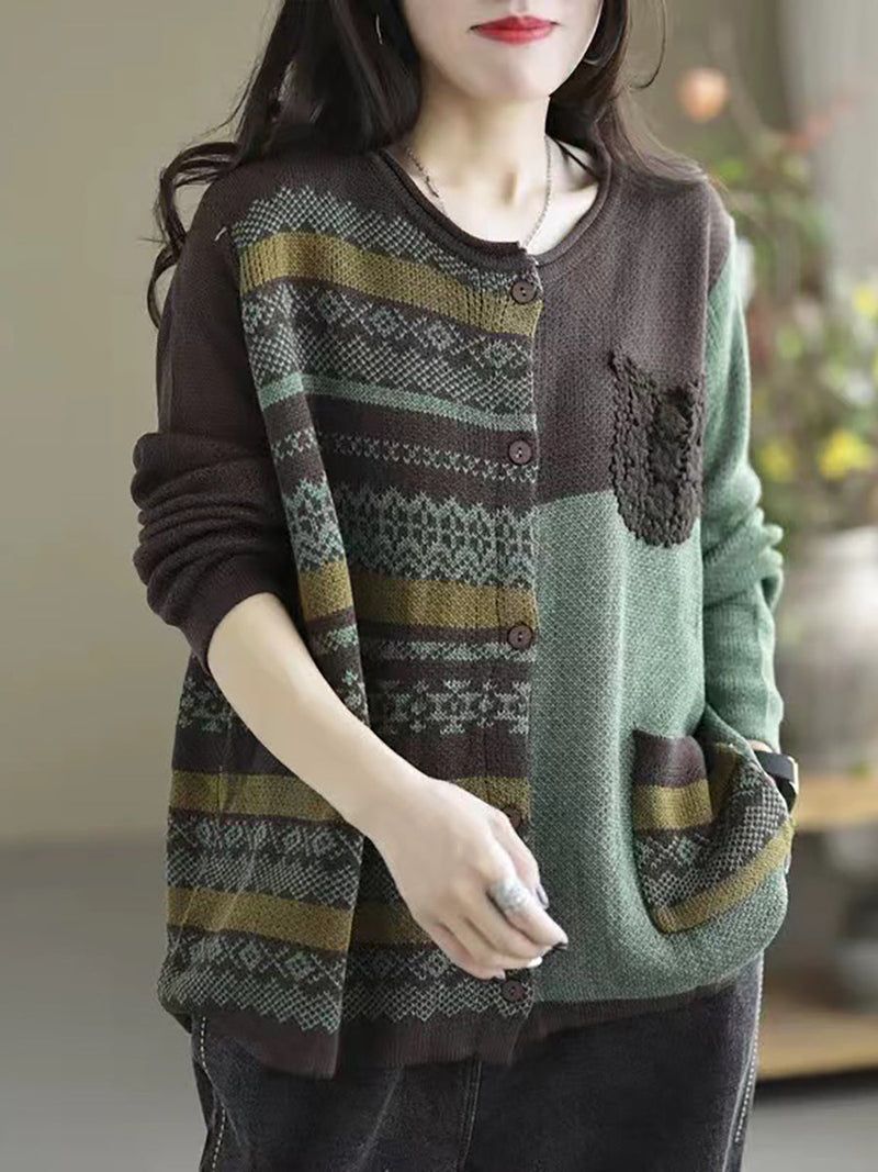 Autumn Patchwork Loose Sweaters