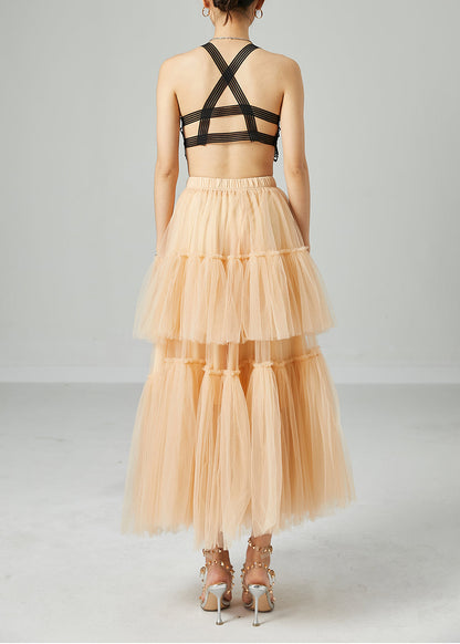 Apricot Tulle Holiday Skirt Layered Design Exra Large Hem Summer