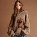 Vintage Fuzzy Dog Crochet Cozy Knit Sweater artswardrobe