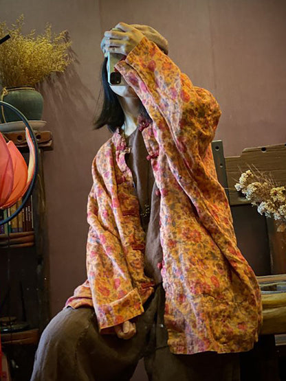 Print Linen Loose Coat