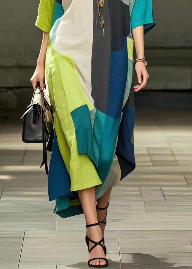 Oversized Patchwork Applique Cotton Holiday Dress Summer