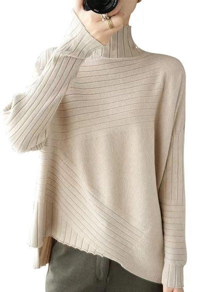 Blue Asymmetrical Knit Sweaters Spring