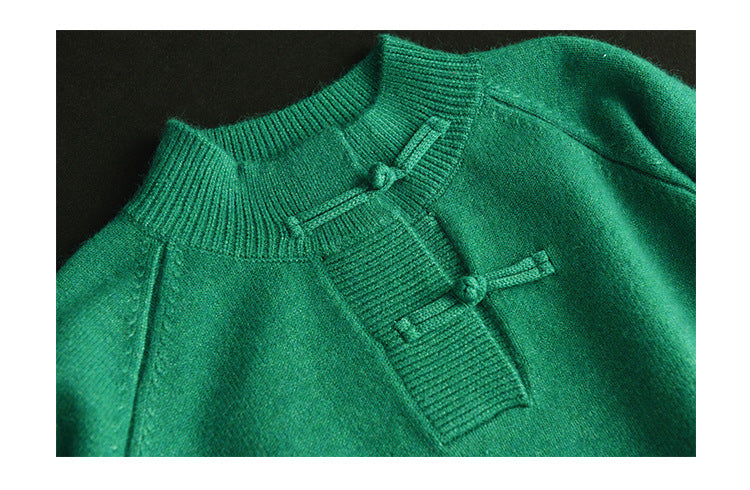 Retro Buckle Knit Loose Sweater