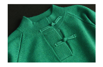 Retro Buckle Knit Loose Sweater