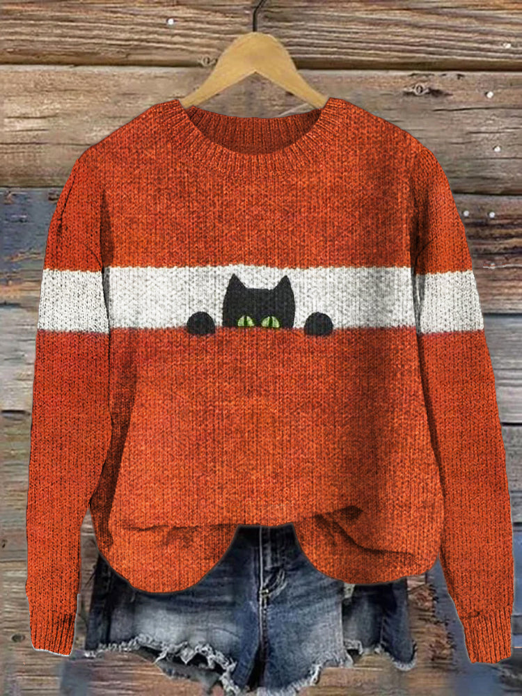 Funny Cat Knit Cozy Sweater elevenforest