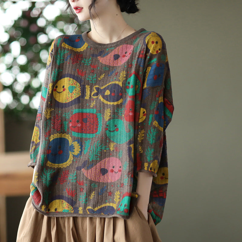 -print Cotton-knit Top