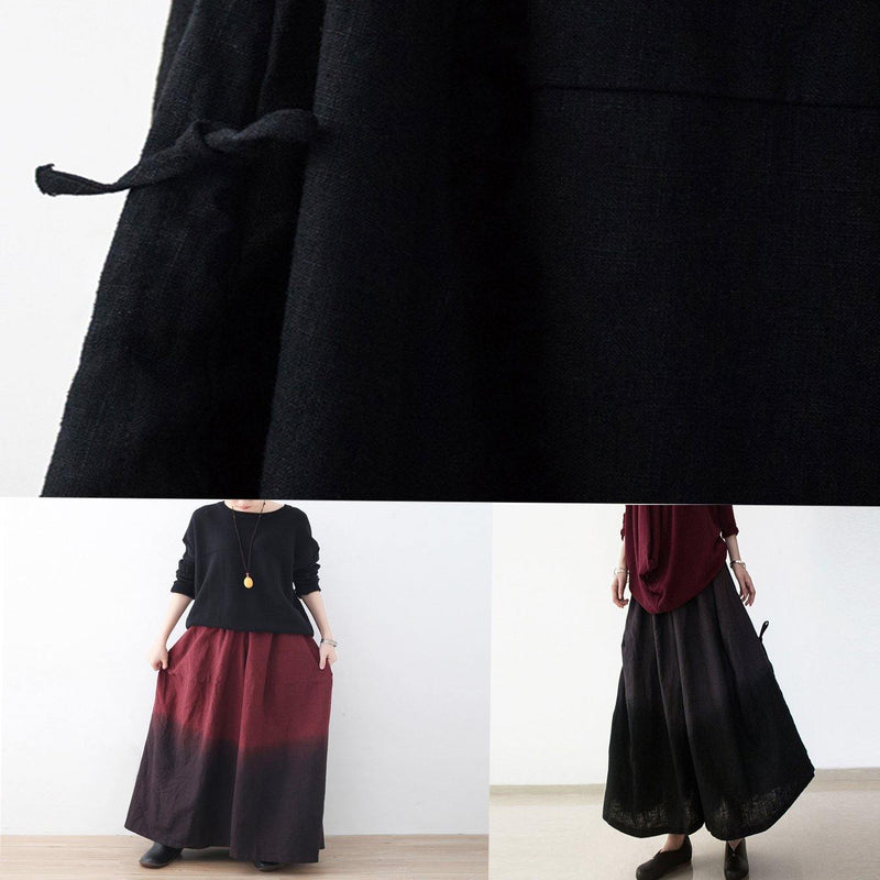 Winter Red New Literary Retro Drawstring Loose Wide Leg Skirt Pants