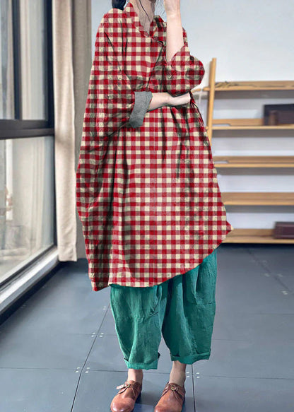 Green Oversized Print Cotton Dresses Batwing Sleeve
