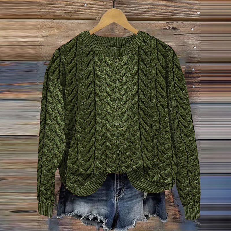 Women's Super Soft Honeycomb Aran Crew Neck Sweater artswardrobe