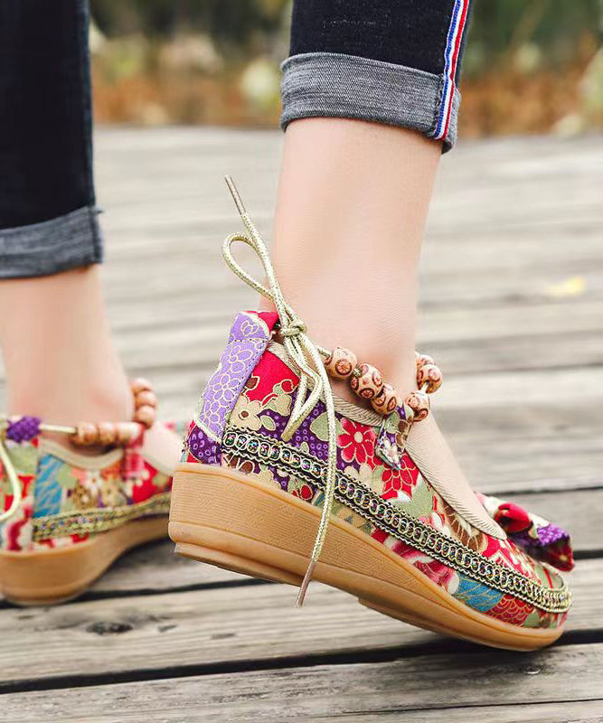 Black Bow Splicing Wedge High Wedge Heels Shoes