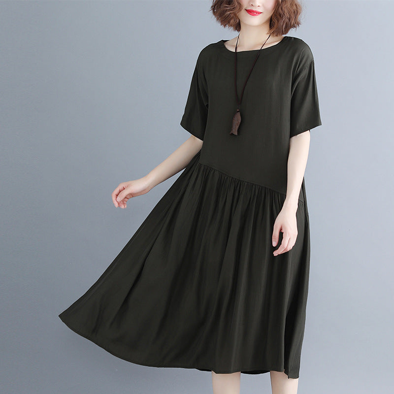 Boutique Black Long Cotton Dresses O Neck Clothing Dress Boutique Baggy Dresses