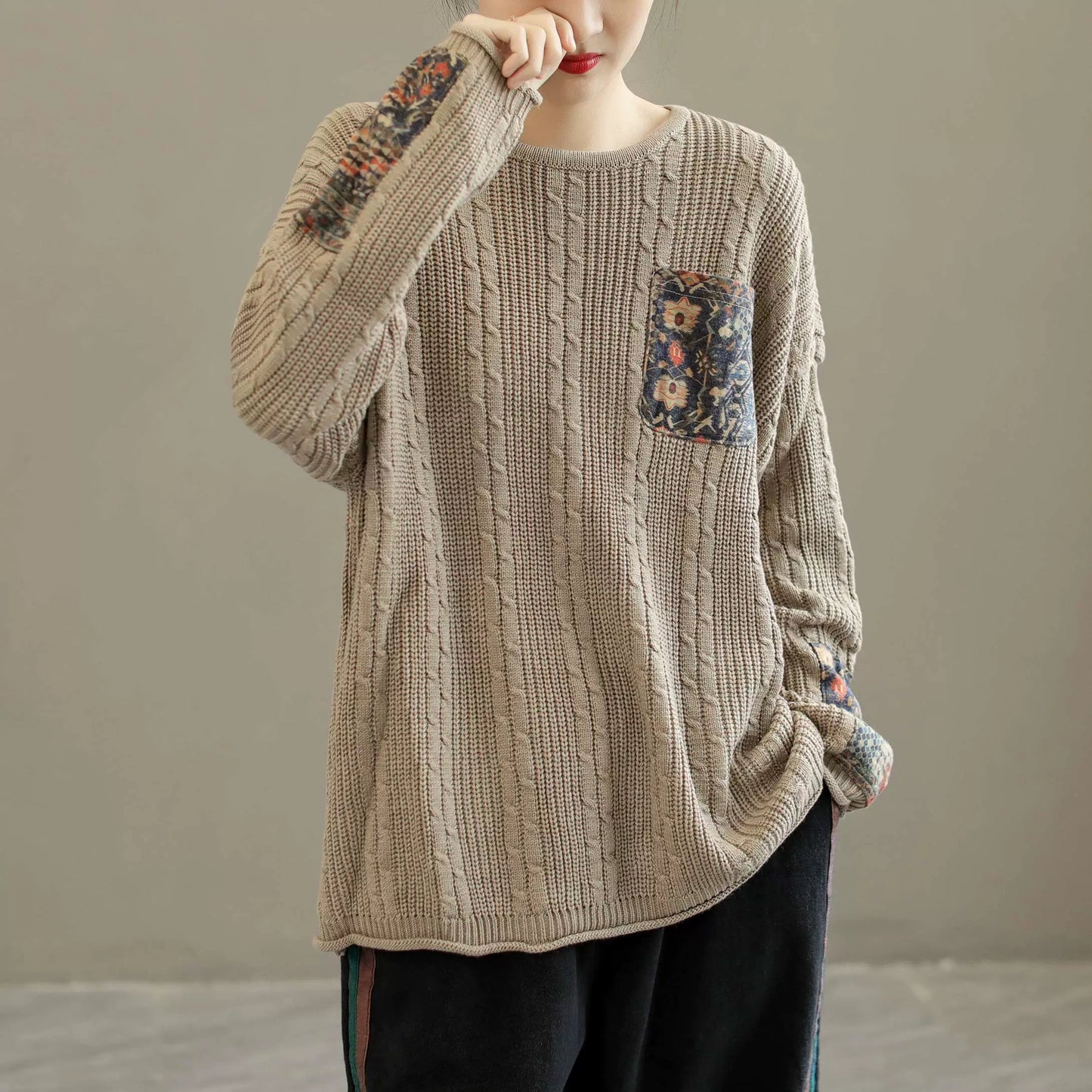 Retro Cotton Knitted Autumn Pullover Sweater