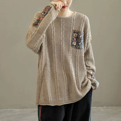 Retro Cotton Knitted Autumn Pullover Sweater
