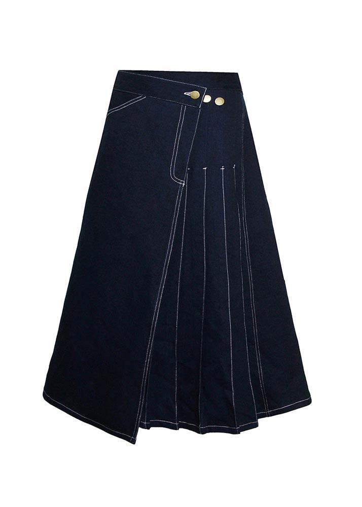 Denim Blue Zippered Asymmetrical Design Summer Skirt