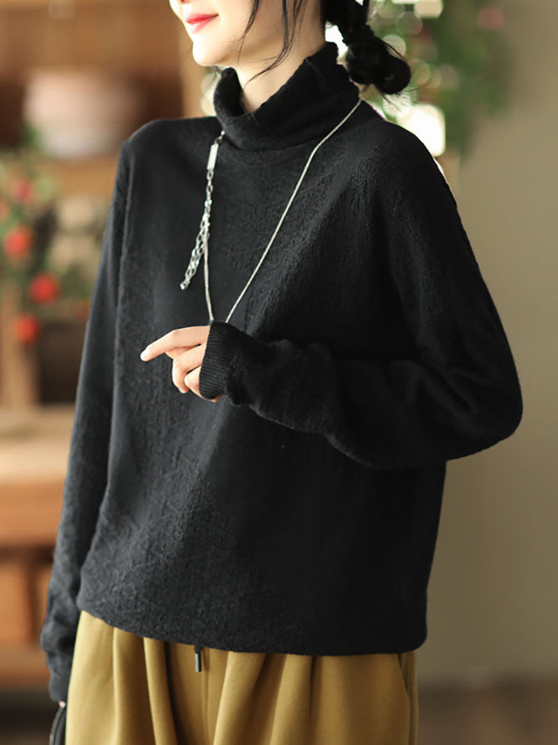 Jacquard Turtleneck Loose Sweater