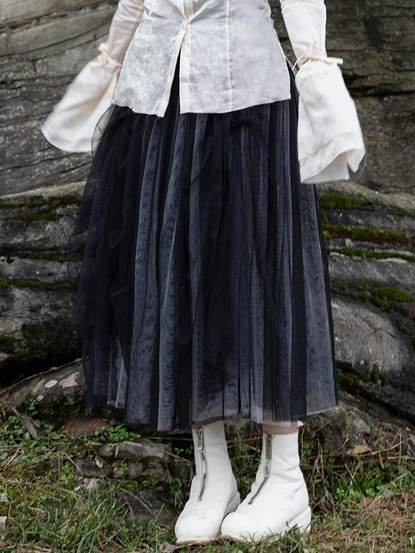 Simple Black Two Ways to Wear Gauze Skirt