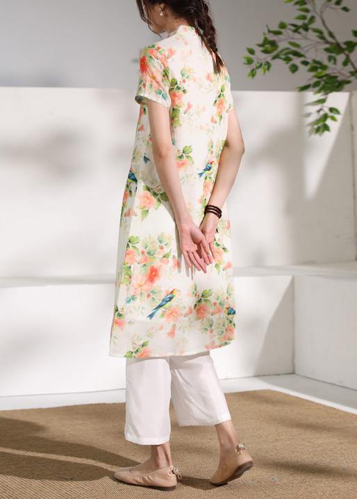 Classy Orange Linen Clothes Short Sleeve Dresses O Neck Dress