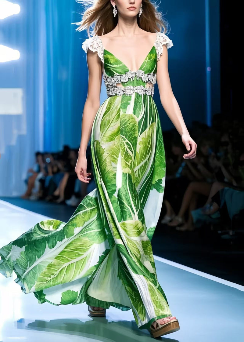 Chinese Cabbage Print Chiffon Vestidos Dress Summer